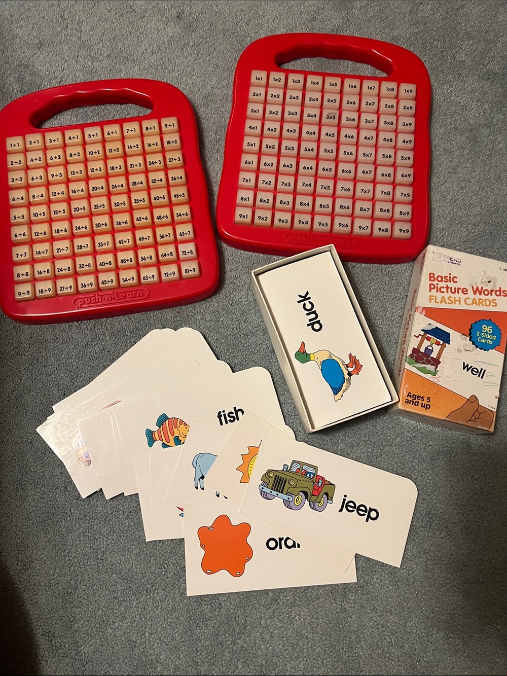 Vintage Educational Kids Flash Cards & Number Learning Boards